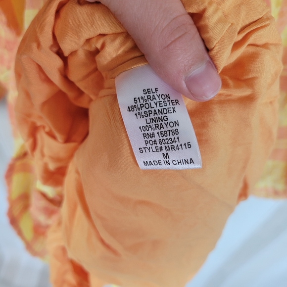 Mable Long Sleeve Bubble Sunshine Romper Plaid Orange Yellow Size Medium - Picture 8 of 9